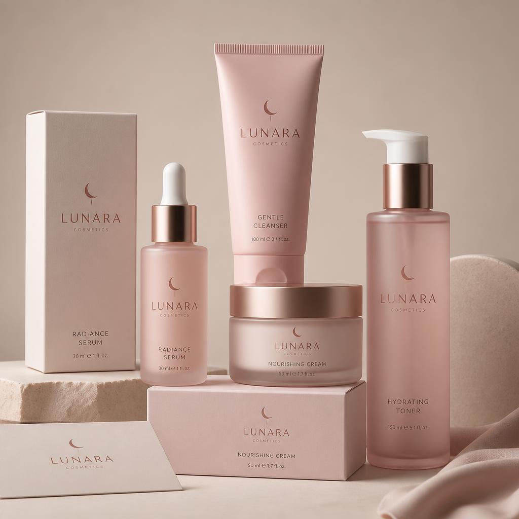 Identidade visual Lunara: Cosméticos: identidade e linha de embalagens