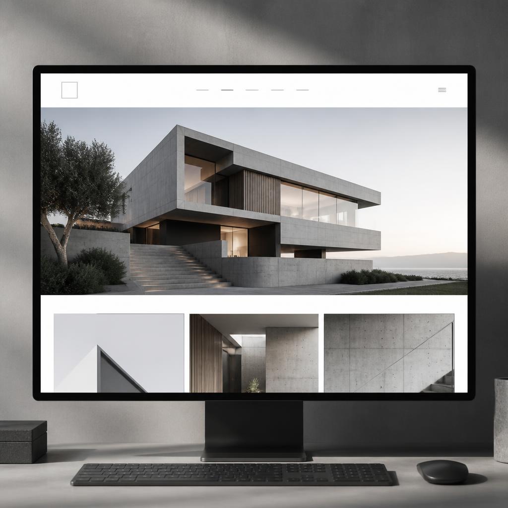 Site Atelier Concreto: Arquitetura: portfólio institucional minimalista
